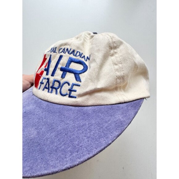 Vintage CBC Royal Canadian Air Farce Cotton Canvas Purple Suede Baseball Hat - Picture 5 of 11